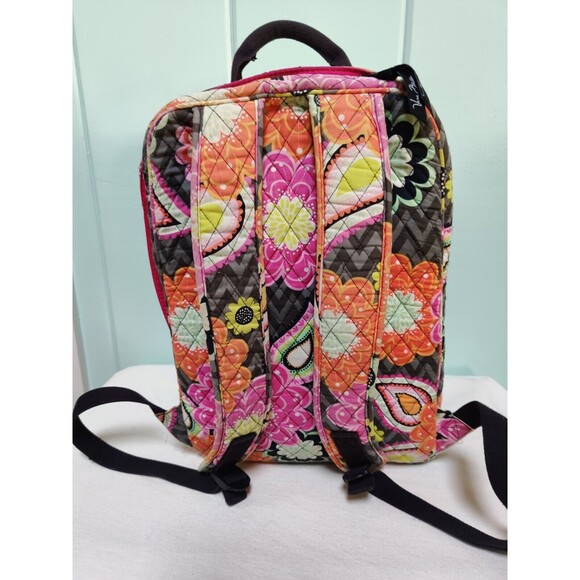 Vera Bradley Ziggy Zinnia Large School Backpack Pink Orange Floral Colorful Fade - Picture 3 of 15
